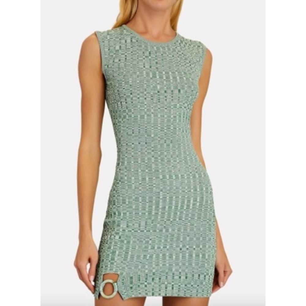 Aya Muse Green Knit Sleeveless Mini Dress Ring Detail AMIMX21-EXCL Size L
